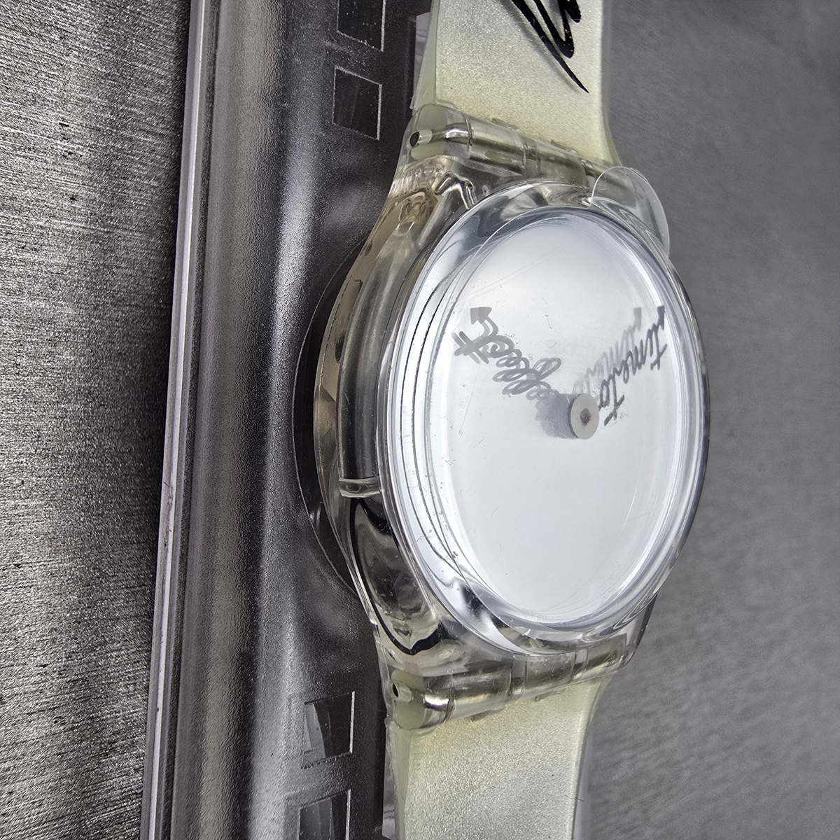 Swatch Time to Reflect Watch Men 34mm Silver Dial Clear Case GZ143 New Batt NOS03