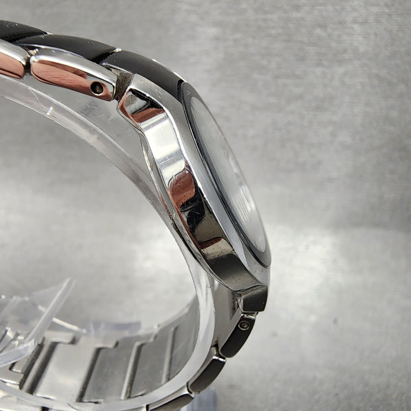 Bulova Diamond Watch Women 28mm MOP Dial Black Silver Tone Round 98P127 PARTS4