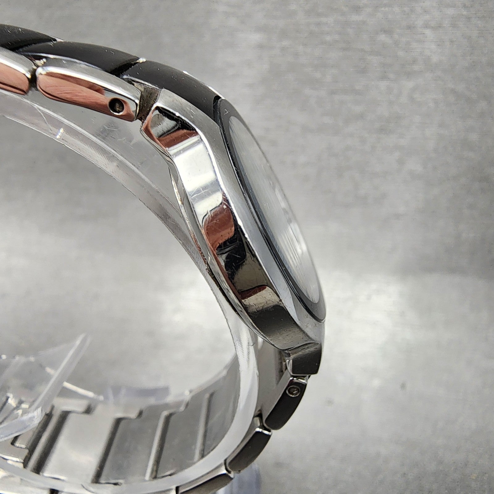 Bulova Diamond Watch Women 28mm MOP Dial Black Silver Tone Round 98P127 PARTS4