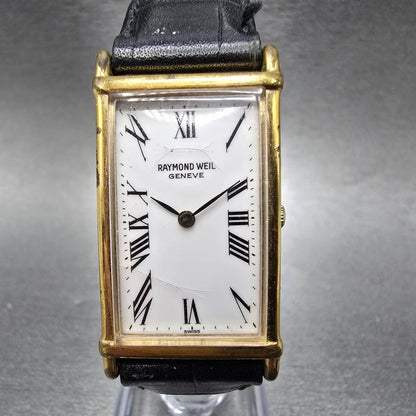 Raymond Weil Tank Watch Unisex 20mm White Dial Gold Plated 5742 VTG PARTS0