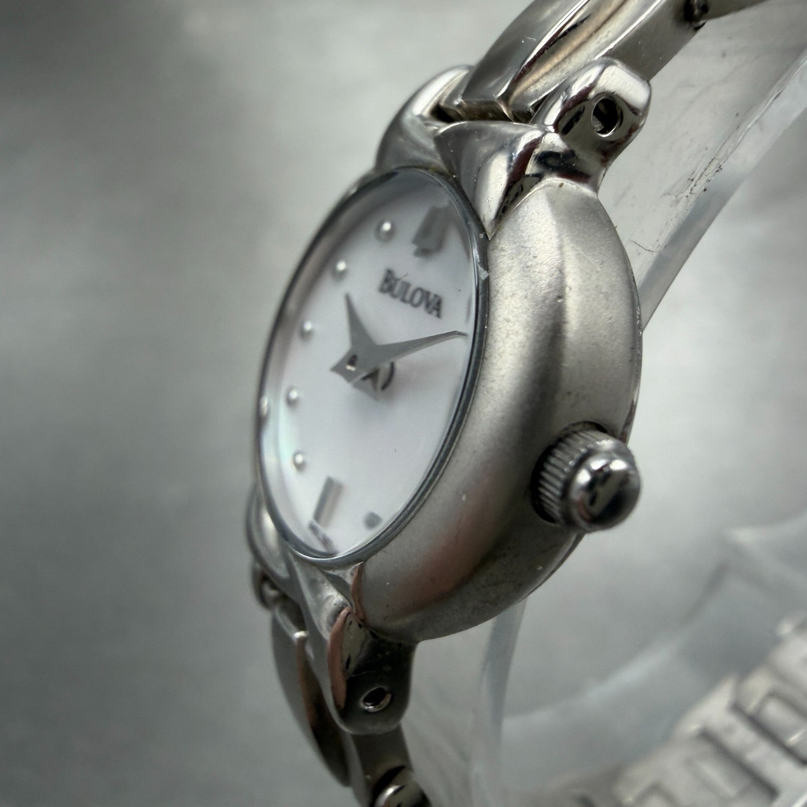 Bulova Watch Women 20mm MOP Dial Silver Tone Round 96L90 New Battery Steel2