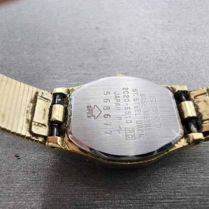 Seiko Watch Women 16mm Champagne Dial Gold Tone Octagon 2c206510 New Battery9