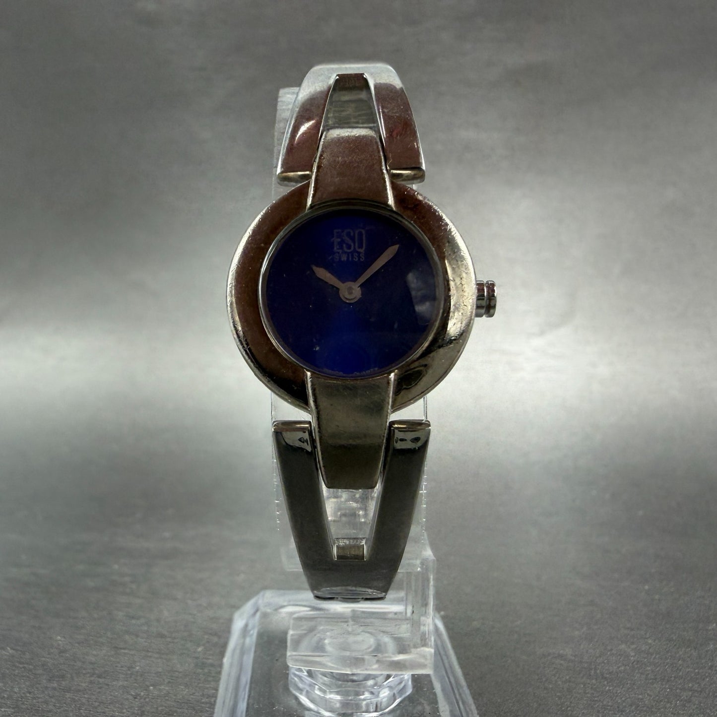 ESQ Tank Watch Women 23mm Blue Dial Silver Tone Bangle E5223 New Battery5