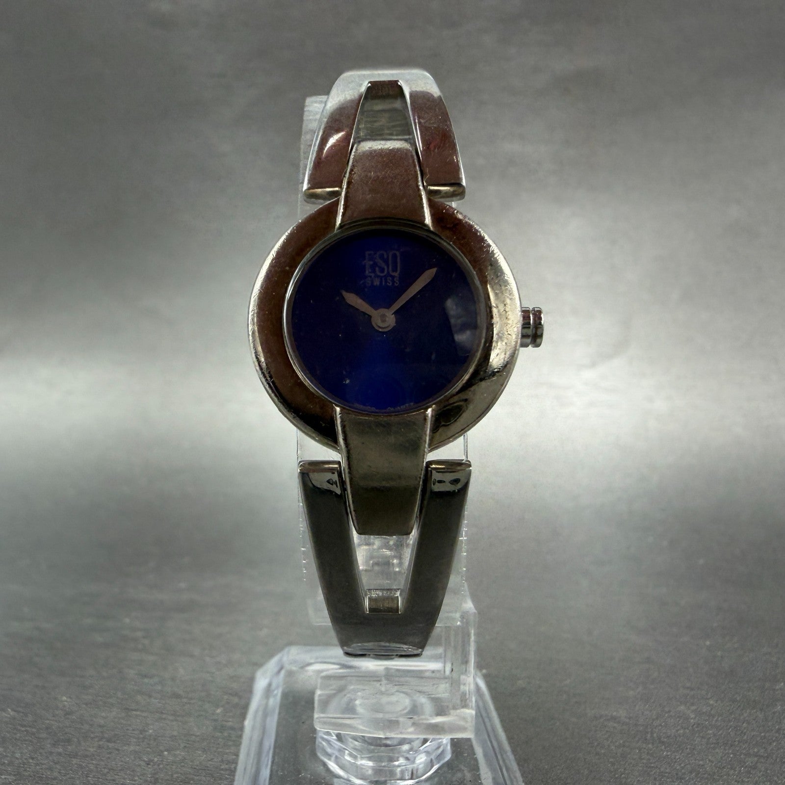 ESQ Tank Watch Women 23mm Blue Dial Silver Tone Bangle E5223 New Battery5