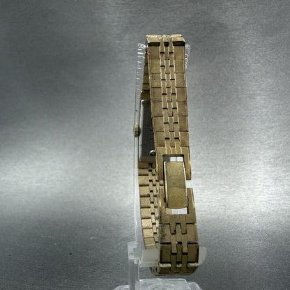Seiko Tank Watch Women 12mm Champagne Dial Gold Tone Rectangle Manual Wind Runs7