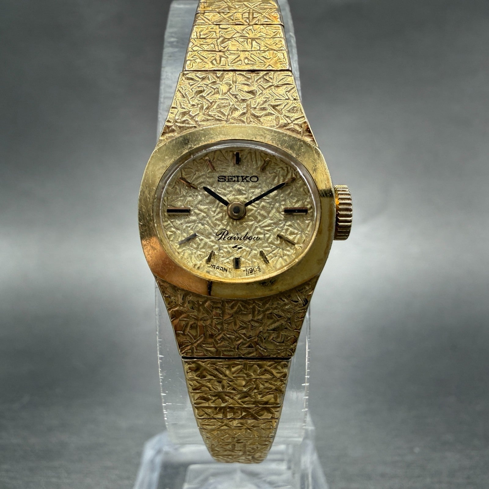 Seiko Rainbow Watch Women 17mm Champagne Dial Gold Tone Manual 11-7450 Runs0