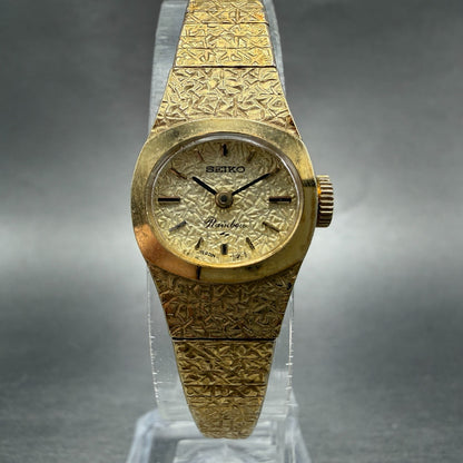 Seiko Rainbow Watch Women 17mm Champagne Dial Gold Tone Manual 11-7450 Runs0