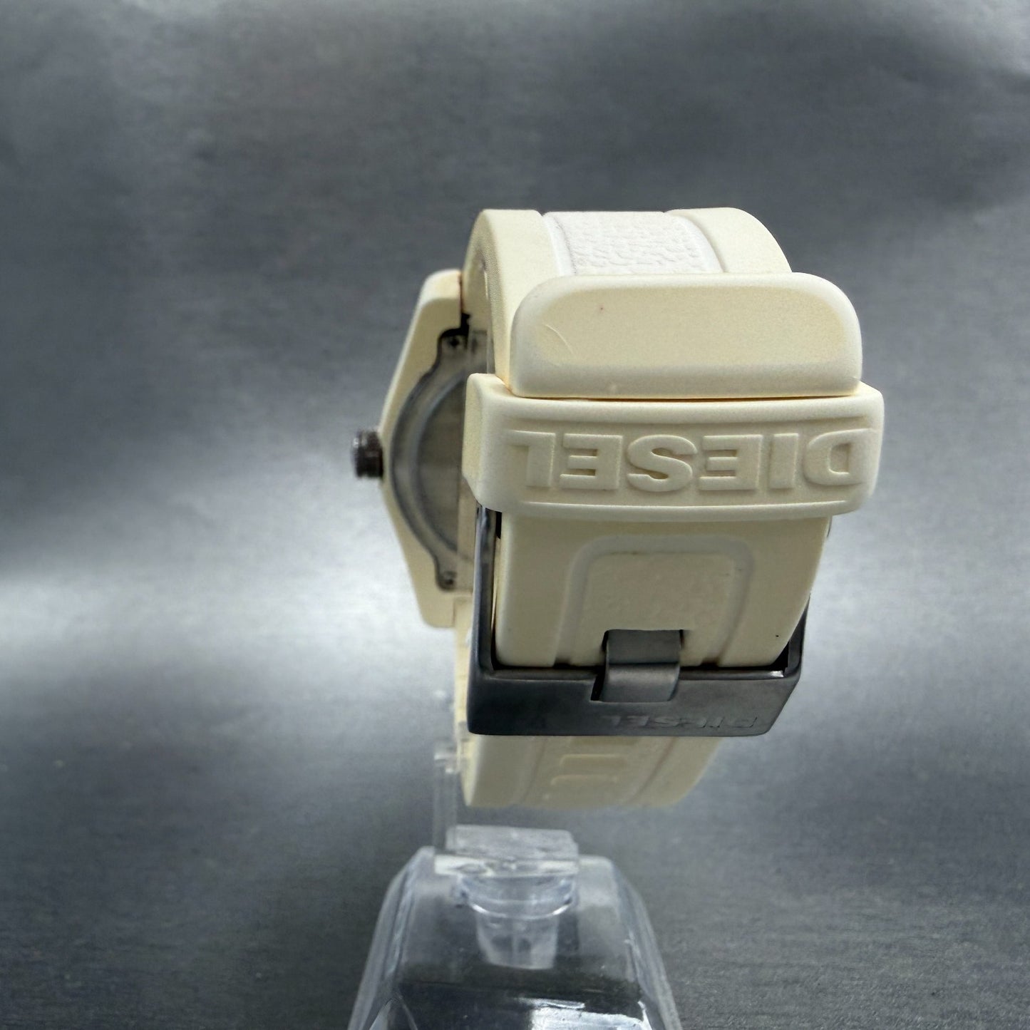 Diesel Watch Men 47mm White Dial White Rubber Round DZ1590 New Battery7