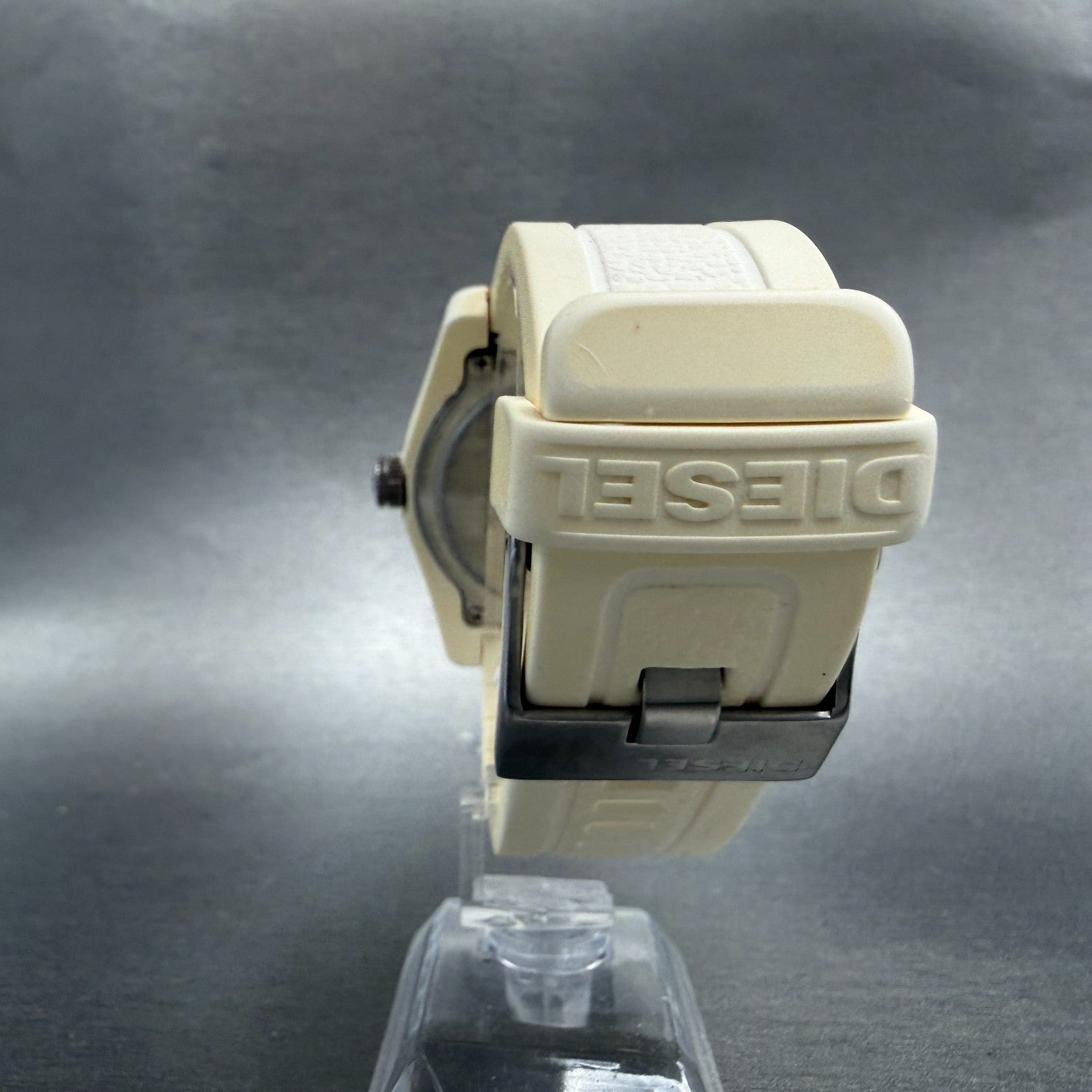 Diesel Watch Men 47mm White Dial White Rubber Round DZ1590 New Battery7