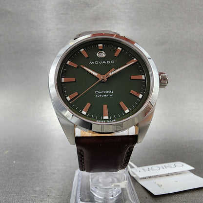 Movado Hertiage Datron Automatic Watch Men 40mm Green Dial Steel Date 36501745