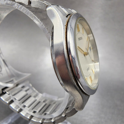 Seiko Spirit Watch Men 34mm Cream Dial Silver Tone Date 7n42-6110 New Battery