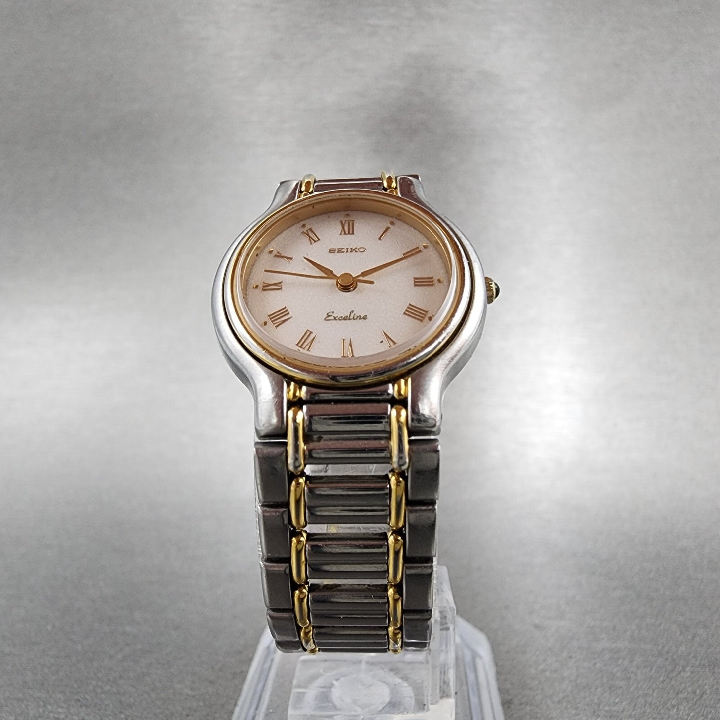 Seiko Exceline Watch Women 23mm White Dial Two Tone 12210190 New Battery5