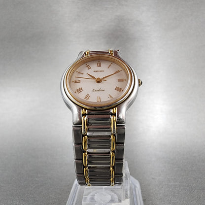 Seiko Exceline Watch Women 23mm White Dial Two Tone 12210190 New Battery5