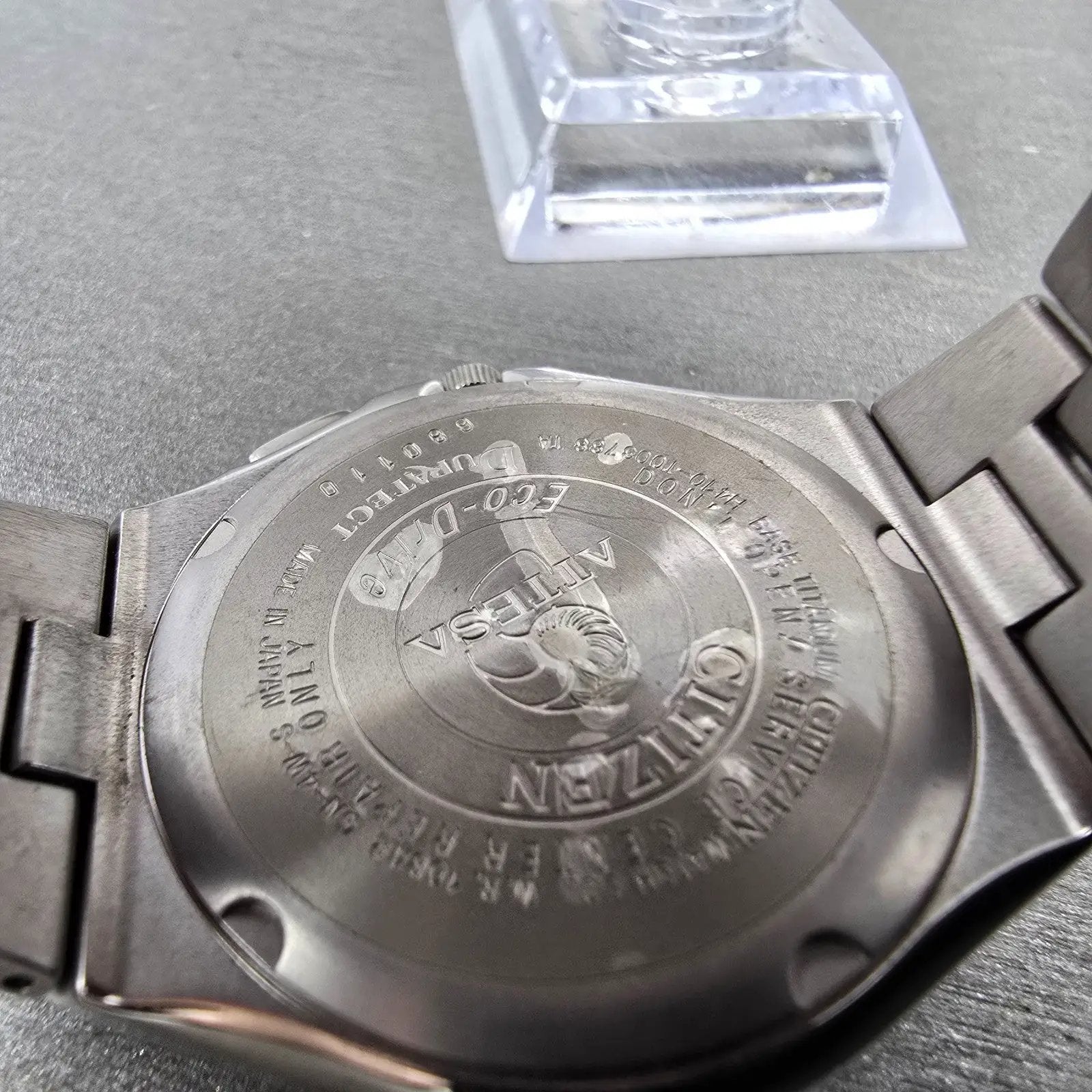 Citizen Eco-Drive Attesa Watch Men 38mm Black Dial Titanium H410-T003788 PARTS!!12