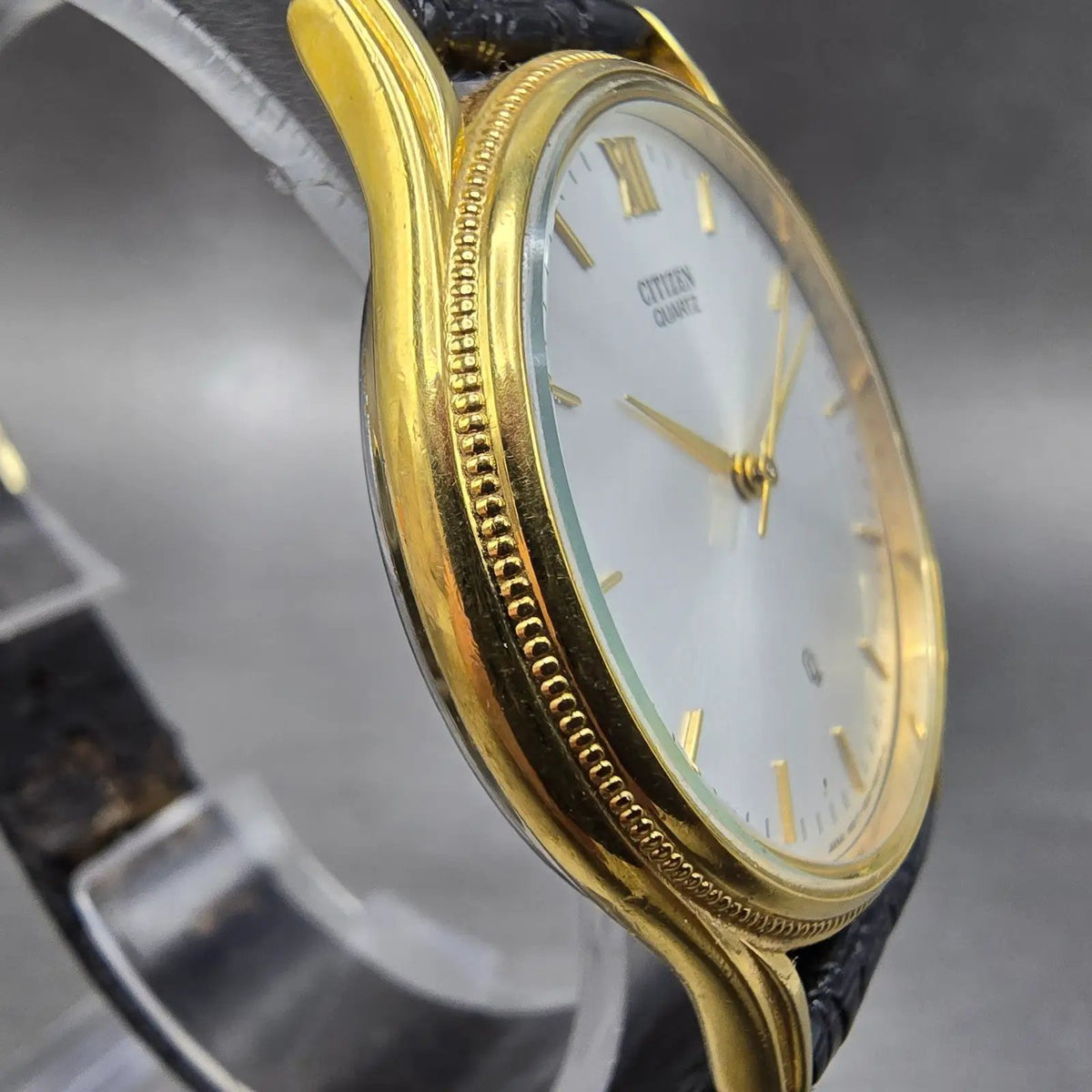 Citizen CQ Watch Men 34mm Silver Dial Gold Tone Round 6031-S32984 VTG PARTS4