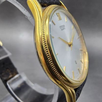 Citizen CQ Watch Men 34mm Silver Dial Gold Tone Round 6031-S32984 VTG PARTS4