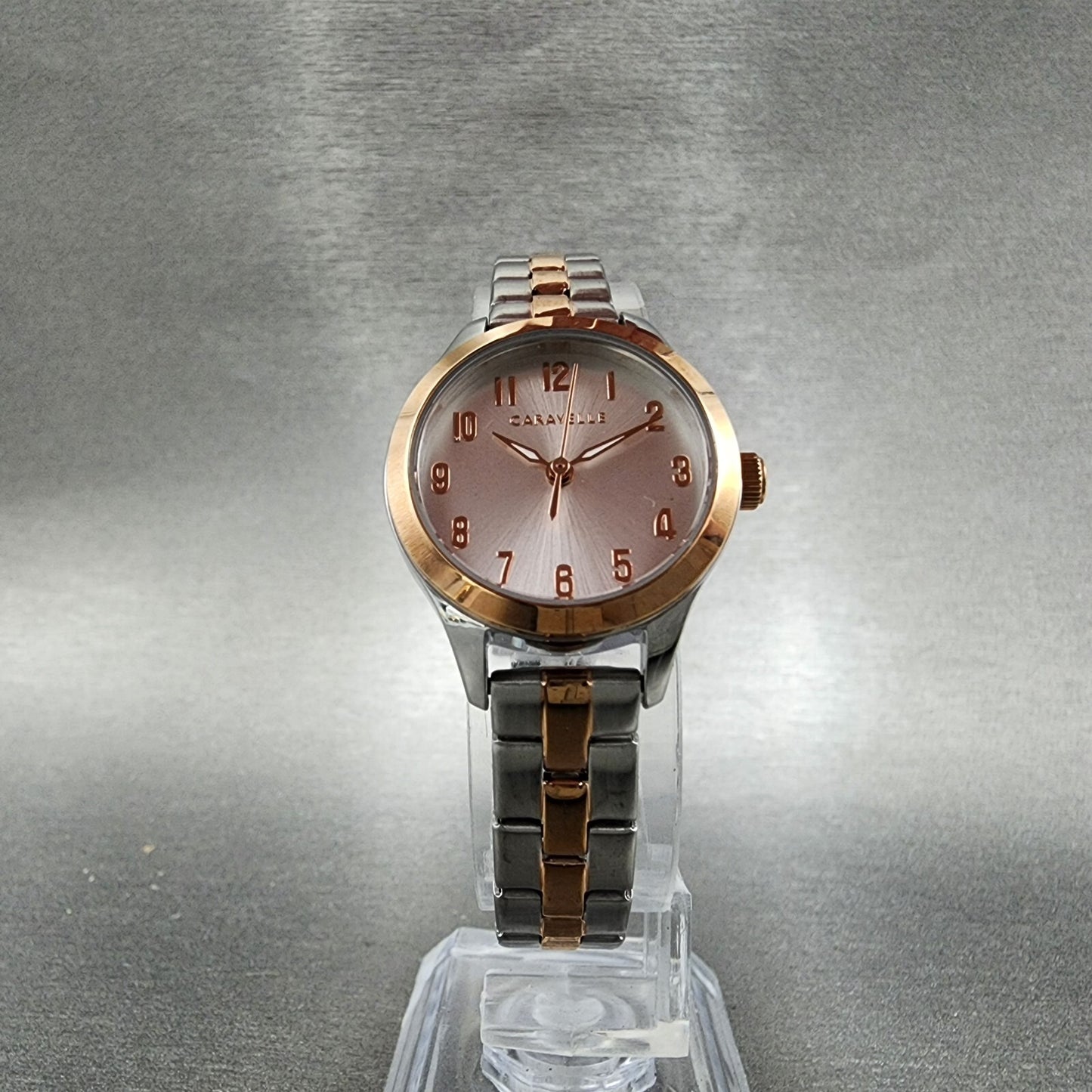 Caravelle Watch Women 24mm Silver Dial Two Tone Round 45L175 New Battery