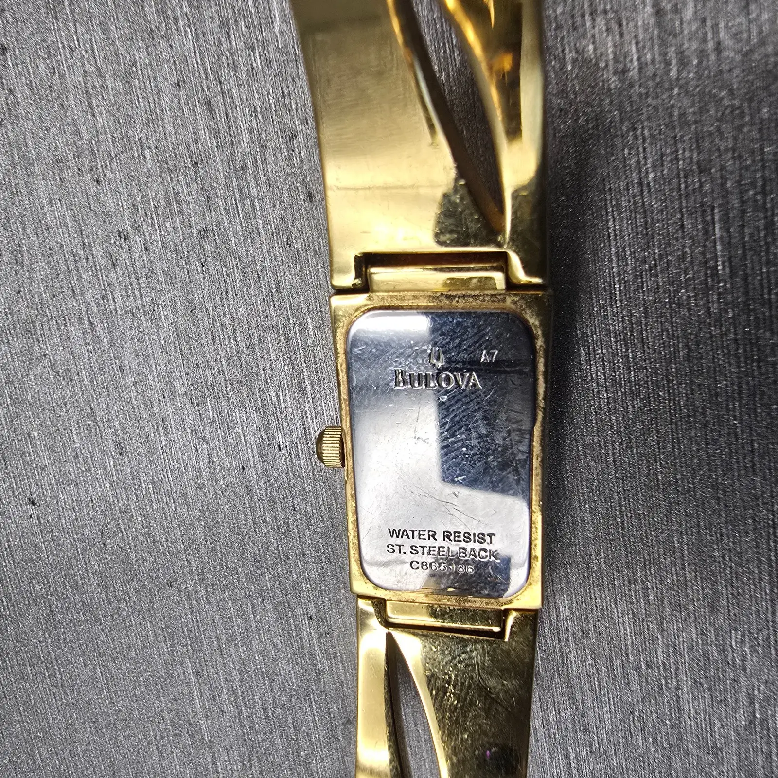 Bulova Watch Women 14mm MOP Dial Gold Tone Gemmed Rectangle 98V28 New Battery10