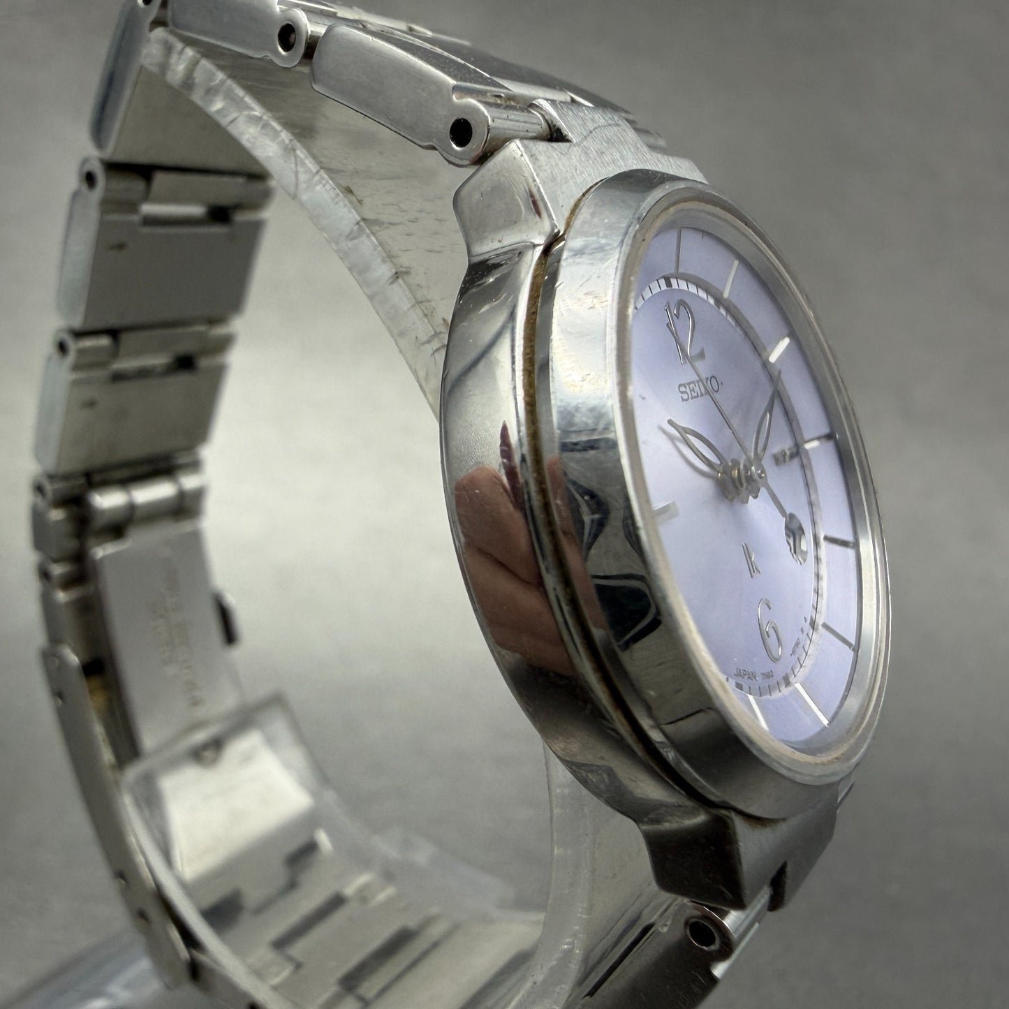 Seiko Lukia Watch Women 28mm Purple Dial Silver Tone Date 7N82-6E00 New Battery3