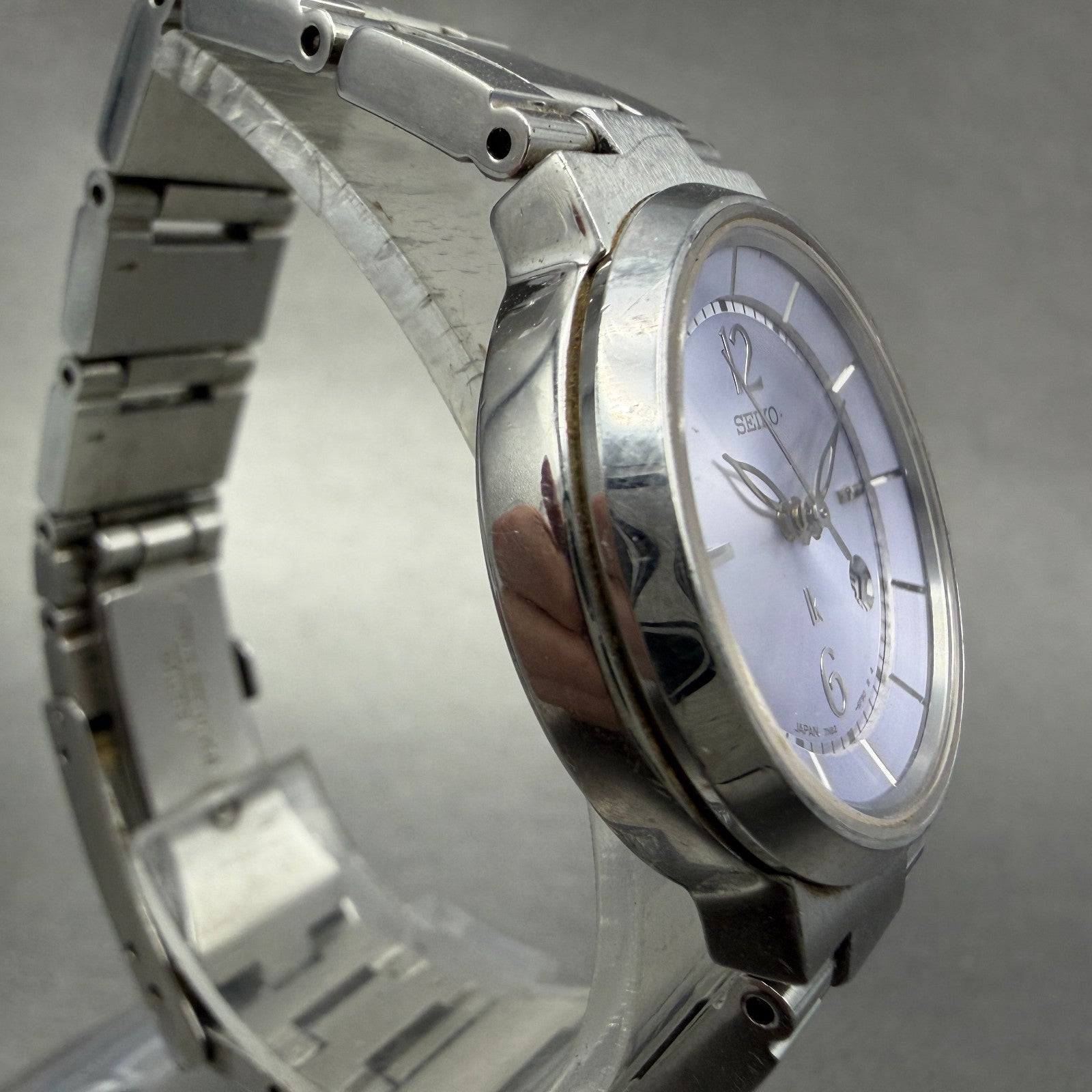 Seiko Lukia Watch Women 28mm Purple Dial Silver Tone Date 7N82-6E00 New Battery3