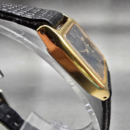 Seiko Watch Women 17mm Black Dial Gold Tone Rectangle 4N00-5129 New Battery VTG3