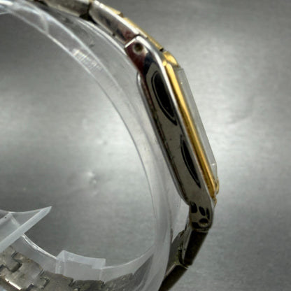 Seiko Tank Watch Women 13mm White Dial two Tone Rectangle 2E20-0AY0 New Battery53