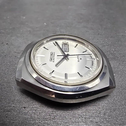 Seiko Electronic EL-370 Watch Men 39mm Silver Dial Steel Daydate 3703-8020 PARTS4