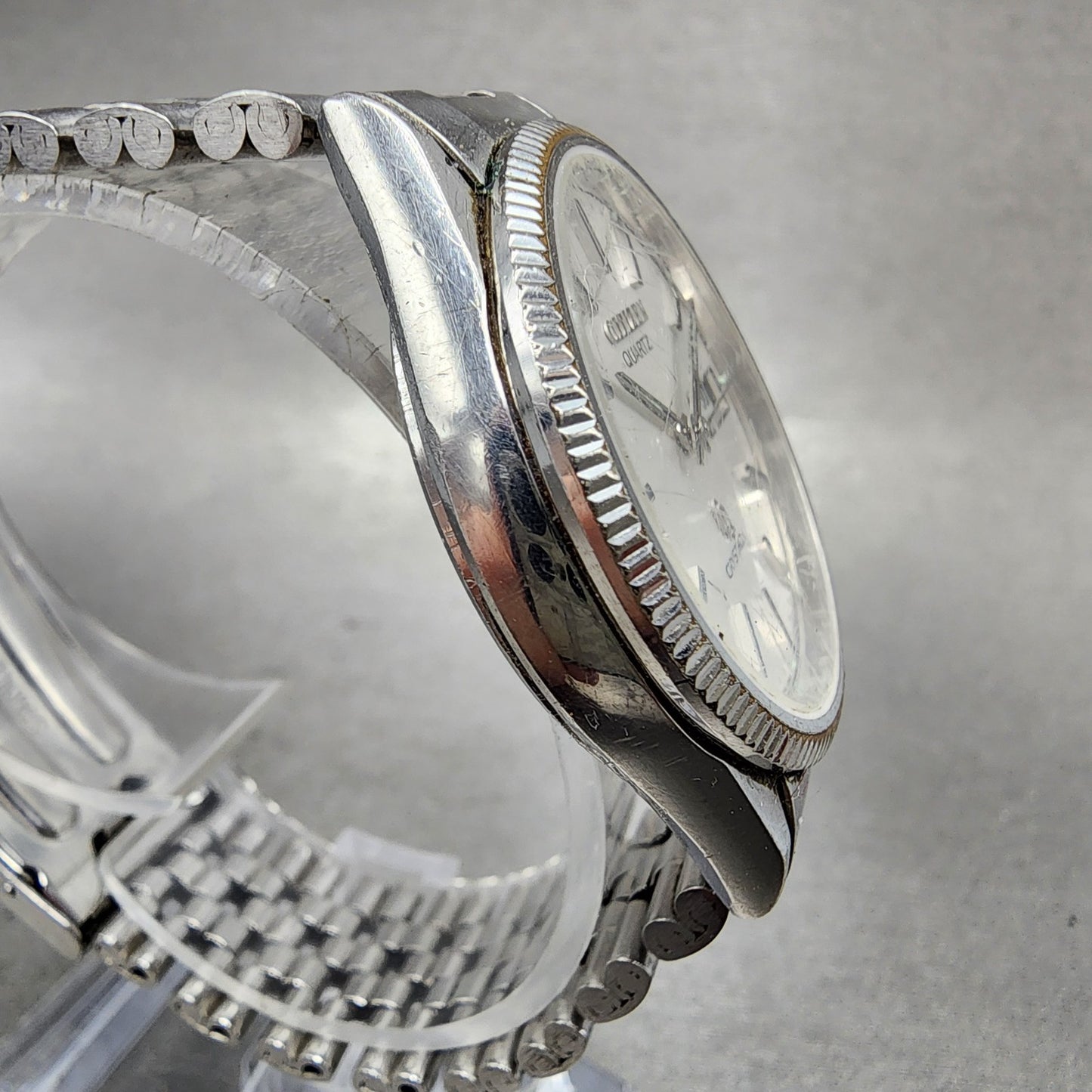 Citizen Crystron Watch Men 36mm White Dial Steel Daydate 4280491 PARTS4