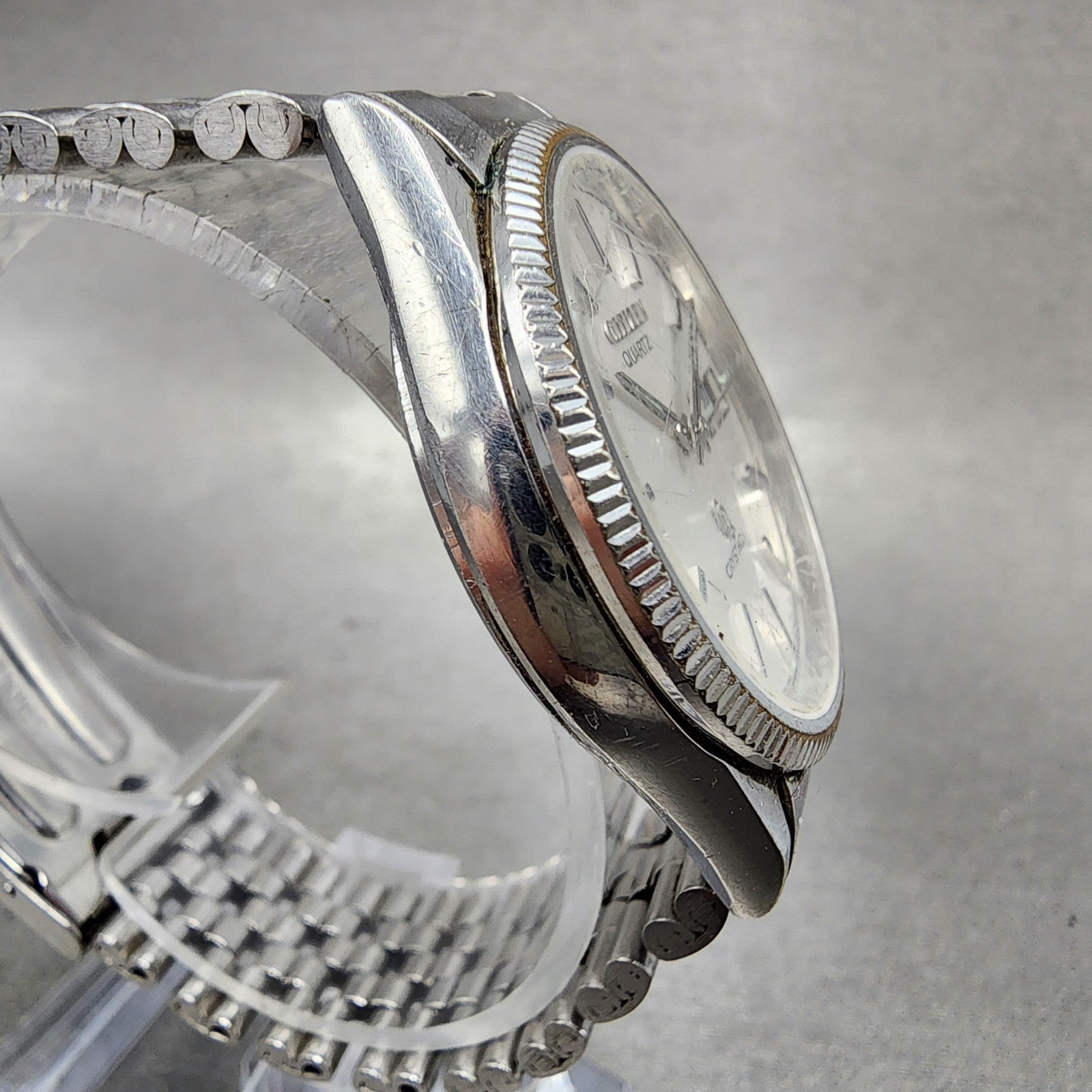 Citizen Crystron Watch Men 36mm White Dial Steel Daydate 4280491 PARTS4