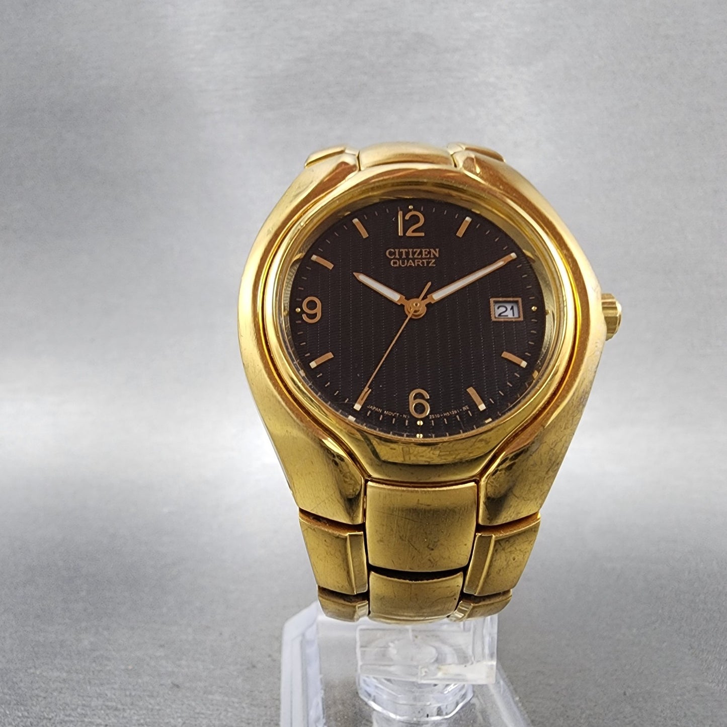 Citizen Watch Men 37mm Black Dial Gold Tone Round 2510H29850 New Battery5