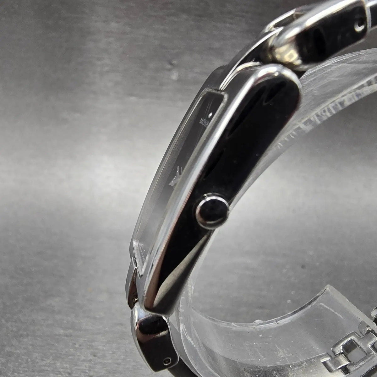Movado Vivo Tank Watch Women 14mm Black Dial Steel Rectangle 84 H5 1410 New Batt2