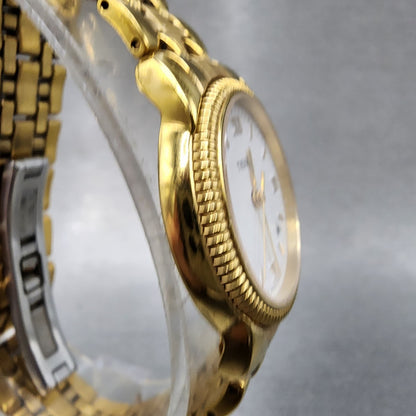 Tissot Ballade Watch Women 27mm White Dial Gold Tone Date Round READ!!! New Batt3