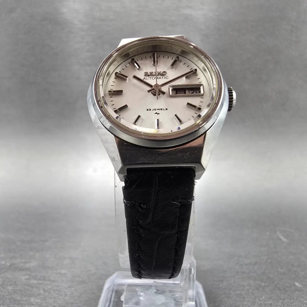 Seiko Automatic Watch Women 25mm Silver Dial Silver Daydate 2206-0480 Runs JP5