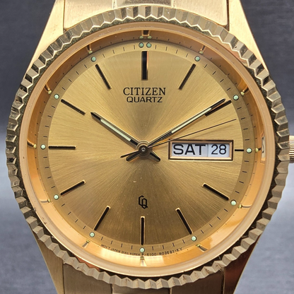 Citizen President Watch Men 35mm Gold Dial Gold Tone Daydate 6100-R00391 New Bat1