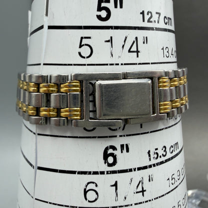 Seiko Tank Watch Women 18mm White Dial Two Tone Rectangle V401-5129 New BatteryX10