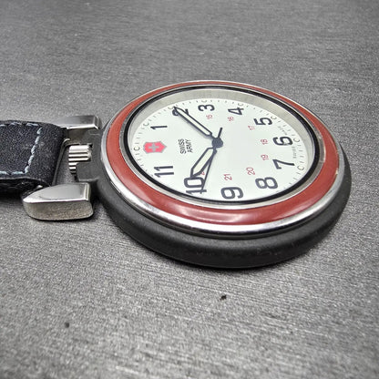 Victorinox Swiss Army Pocket Watch Men 48mm White Dial Black Tone 24723 New Batt6