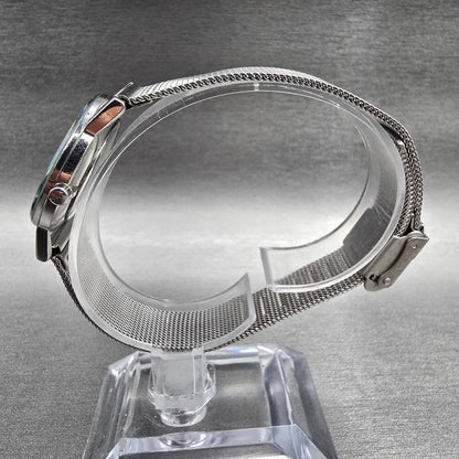 Skagen Watch Women 27mm Silver Dial Silver Tone Round Mesh Band 39SSS New Batt6