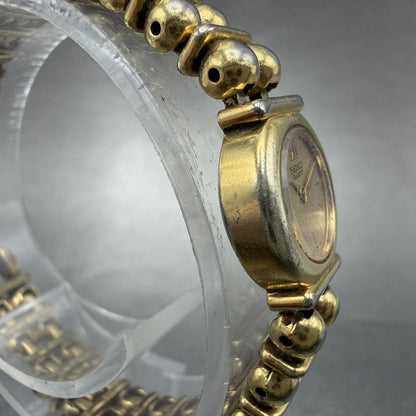 Seiko Watch Women 15mm Champagne Dial Gold Tone Round 1E20-0449 New Battery3