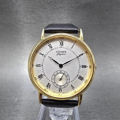 Citizen Elegance Watch Men 34mm Silver Dial Gold Small Seconds 6045-G02565 PARTS0