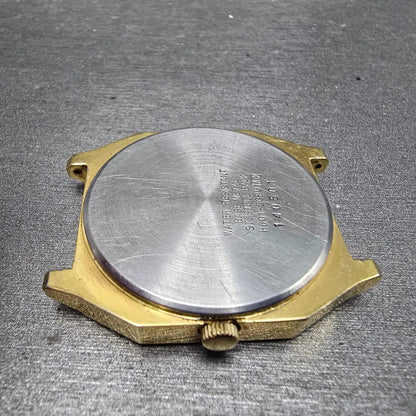 Seiko Analog Digital Watch Men 33mm Gold Dial Gold Tone Rectangle H601-5389 PART9