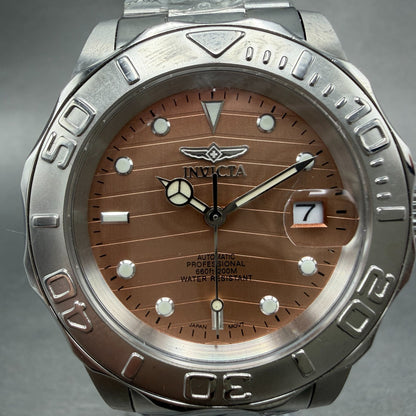 Invicta Pro Diver Watch Men 38mm Rose Dial Steel Date Automatic Runs 22511