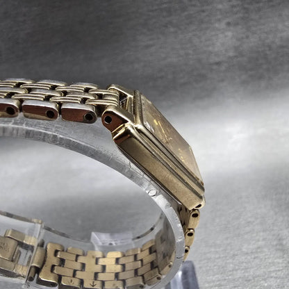 Seiko Watch Women 16mm Gold Dial Gold Tone Rectangle 1N01-0FH0 New Battery JP343