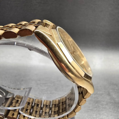 Citizen CQ Watch Men 35mm Gold Dial Gold Tone Daydate Round 6100-K02741 New Batt3