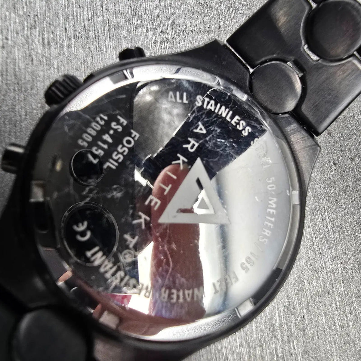 Fossil Arkitekt Chronograph Watch Men 41mm Black Dial Black Date FS-4157 New Bat10