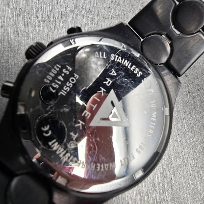 Fossil Arkitekt Chronograph Watch Men 41mm Black Dial Black Date FS-4157 New Bat10