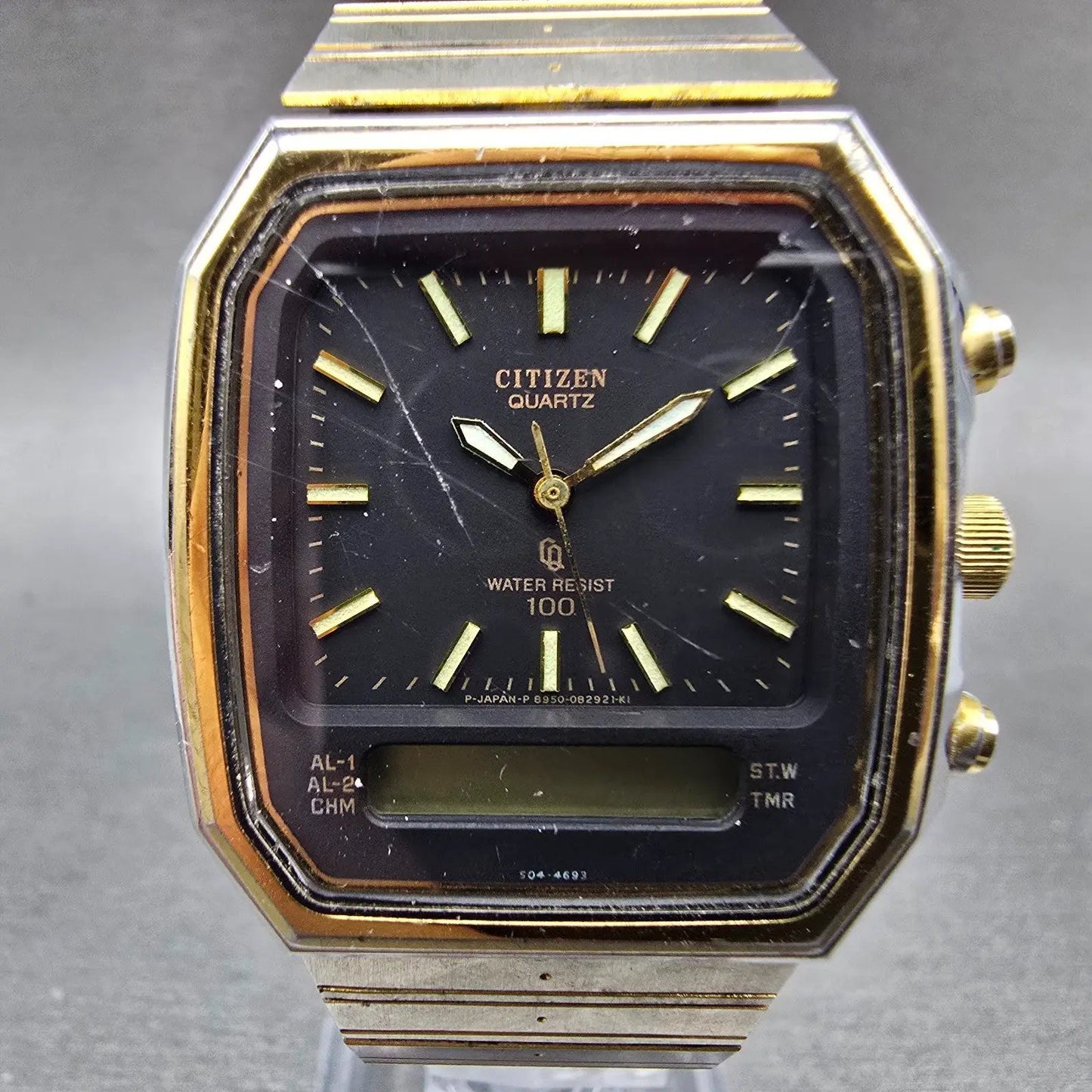 Citizen CQ Analog Digital Watch Men 32mm Black Dial Two Tone 8950-084985  PARTS0