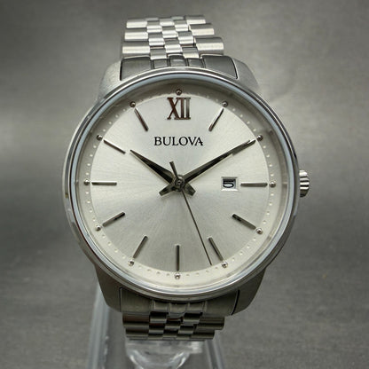 Bulova Watch Women 27mm Silver Dial Steel Date Round 96M159 New Battery0