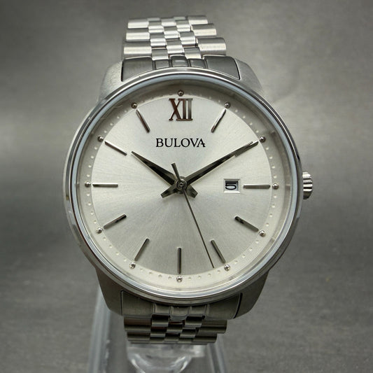 Bulova Watch Women 27mm Silver Dial Steel Date Round 96M159 New Battery0