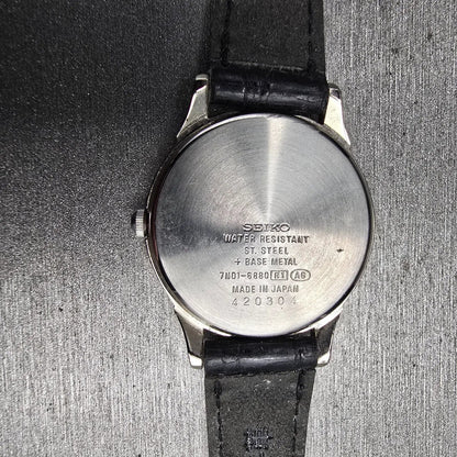 Seiko Watch Women 24mm White Dila Silver Tone Round 7N01-6880 New Battery10