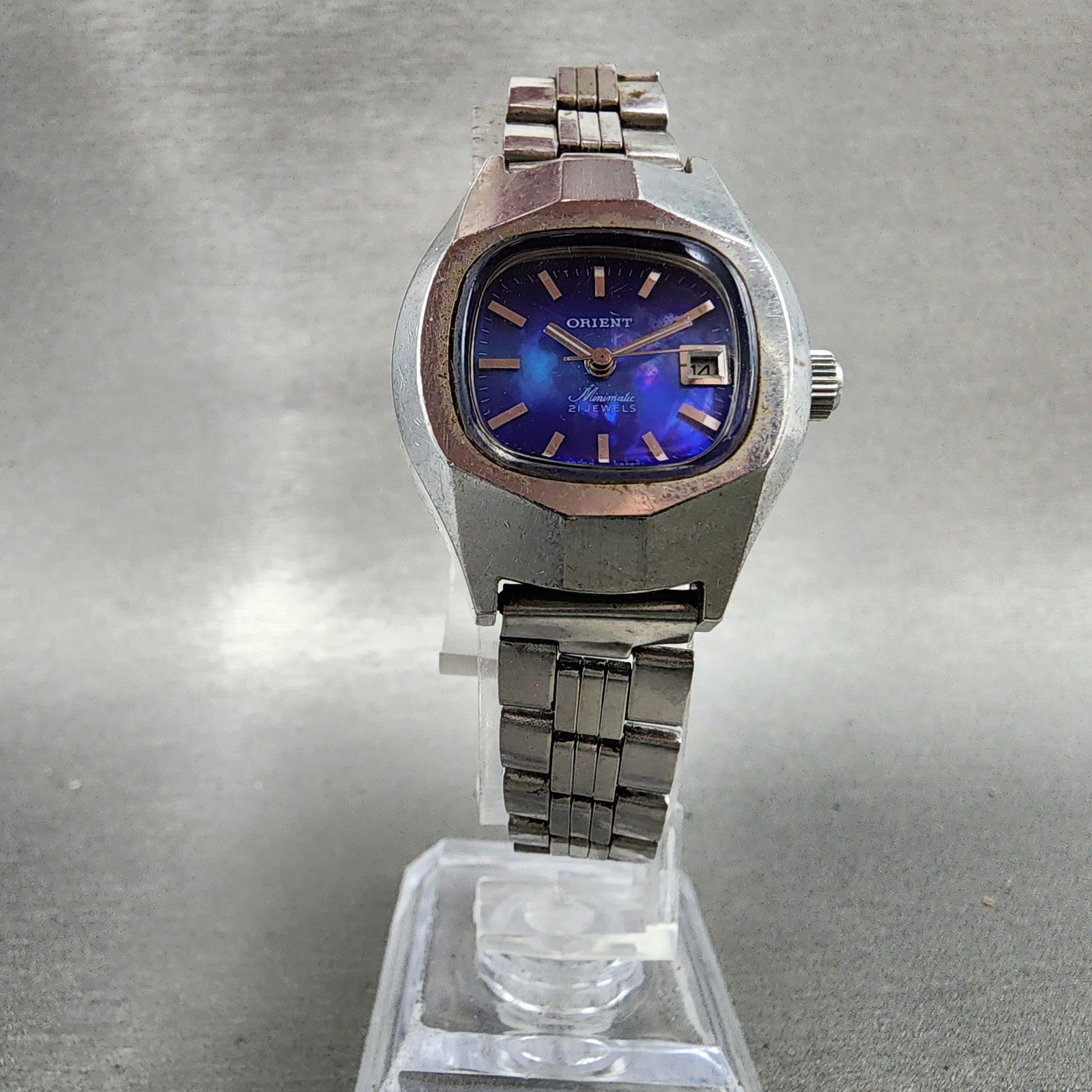 Orient Minimatic Watch Women 26mm Purple Dial Steel Date Automatic PARTS4